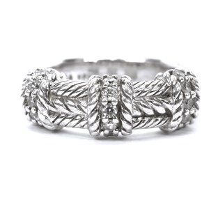 Judith Ripka Sterling Silver Triple Station Ring Size 8